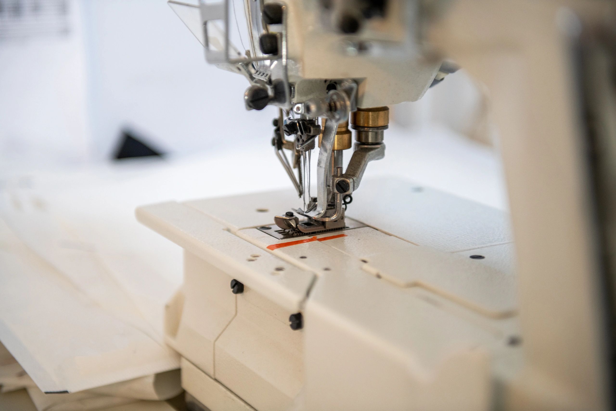 Sewing machine close-up in a studio